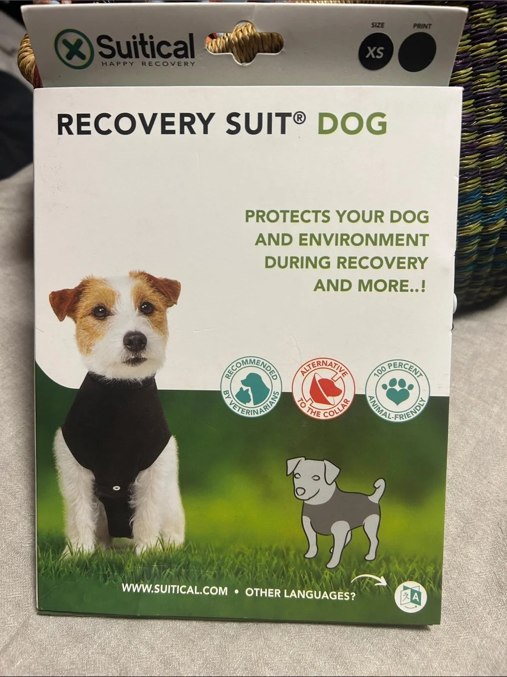 NEW! Suitical Recovery Suit for Dogs, X-Small, Black